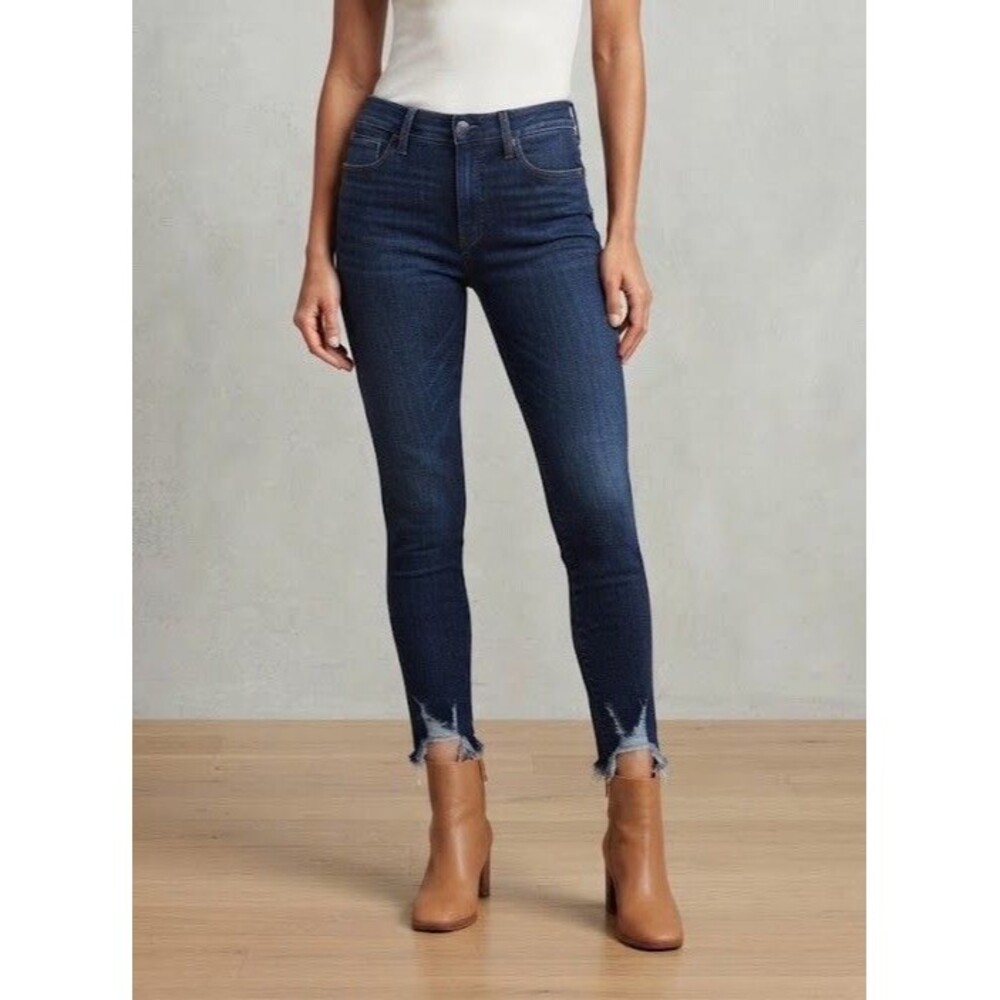 Joe’s Jeans Women’s Siz 31 High Rise Skinny Ankle Distressed Hem Dark Wash MARIA